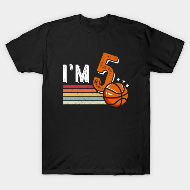 5th Birthday Basketball T-Shirt by baggageruptured